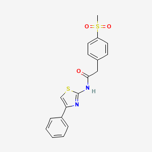 molecular formula C18H16N2O3S2 B2680696 2-(4-(methylsulfonyl)phenyl)-N-(4-phenylthiazol-2-yl)acetamide CAS No. 941971-46-6