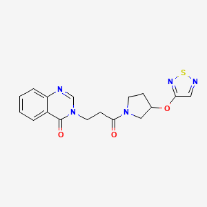 molecular formula C17H17N5O3S B2680706 3-{3-Oxo-3-[3-(1,2,5-thiadiazol-3-yloxy)pyrrolidin-1-yl]propyl}-3,4-dihydroquinazolin-4-one CAS No. 2097872-86-9