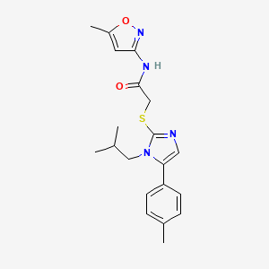 molecular formula C20H24N4O2S B2680722 2-((1-异丁基-5-(对甲苯基)-1H-咪唑-2-基)硫代)-N-(5-甲基异噁唑-3-基)乙酰胺 CAS No. 1206992-35-9
