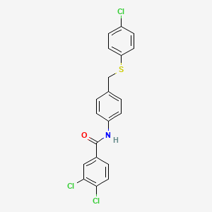 molecular formula C20H14Cl3NOS B2680736 3,4-dichloro-N-[4-[(4-chlorophenyl)sulfanylmethyl]phenyl]benzamide CAS No. 321431-66-7