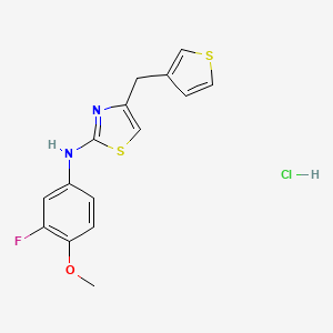 molecular formula C15H14ClFN2OS2 B2680738 N-(3-氟-4-甲氧基苯基)-4-(噻吩-3-基甲基)噻唑-2-胺 盐酸盐 CAS No. 2034250-63-8