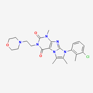 molecular formula C23H27ClN6O3 B2680746 8-(3-chloro-2-methylphenyl)-1,6,7-trimethyl-3-(2-morpholinoethyl)-1H-imidazo[2,1-f]purine-2,4(3H,8H)-dione CAS No. 887215-32-9
