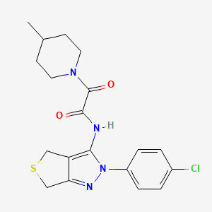 molecular formula C19H21ClN4O2S B2680763 N-[2-(4-氯苯基)-4,6-二氢噻吩[3,4-c]吡唑-3-基]-2-(4-甲基哌啶-1-基)-2-氧代乙酰胺 CAS No. 899742-07-5