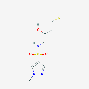 molecular formula C9H17N3O3S2 B2680766 N-(2-Hydroxy-4-methylsulfanylbutyl)-1-methylpyrazole-4-sulfonamide CAS No. 2320422-29-3