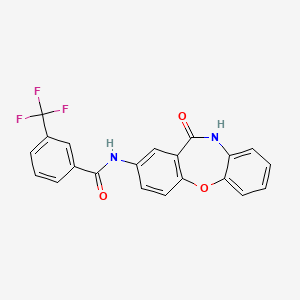molecular formula C21H13F3N2O3 B2680777 N-(11-oxo-10,11-dihydrodibenzo[b,f][1,4]oxazepin-2-yl)-3-(trifluoromethyl)benzamide CAS No. 922082-51-7