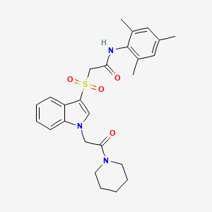 N-mesityl-2-((1-(2-oxo-2-(piperidin-1-yl)ethyl)-1H-indol-3-yl)sulfonyl)acetamide