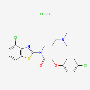molecular formula C20H22Cl3N3O2S B2680785 N-(4-chlorobenzo[d]thiazol-2-yl)-2-(4-chlorophenoxy)-N-(3-(dimethylamino)propyl)acetamide hydrochloride CAS No. 1216780-92-5
