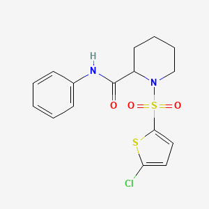 molecular formula C16H17ClN2O3S2 B2680786 1-((5-chlorothiophen-2-yl)sulfonyl)-N-phenylpiperidine-2-carboxamide CAS No. 1049865-44-2