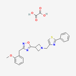 molecular formula C25H24N4O6S B2680799 3-(2-Methoxybenzyl)-5-(1-((2-phenylthiazol-4-yl)methyl)azetidin-3-yl)-1,2,4-oxadiazole oxalate CAS No. 1428355-54-7