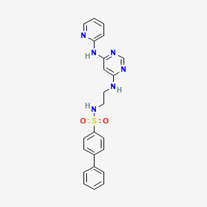 molecular formula C23H22N6O2S B2680800 N-(2-((6-(pyridin-2-ylamino)pyrimidin-4-yl)amino)ethyl)-[1,1'-biphenyl]-4-sulfonamide CAS No. 1421516-42-8