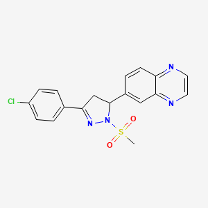 molecular formula C18H15ClN4O2S B2680802 6-(3-(4-chlorophenyl)-1-(methylsulfonyl)-4,5-dihydro-1H-pyrazol-5-yl)quinoxaline CAS No. 946202-11-5