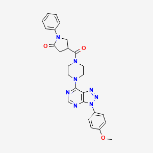 molecular formula C26H26N8O3 B2680811 4-(4-(3-(4-methoxyphenyl)-3H-[1,2,3]triazolo[4,5-d]pyrimidin-7-yl)piperazine-1-carbonyl)-1-phenylpyrrolidin-2-one CAS No. 1005306-88-6