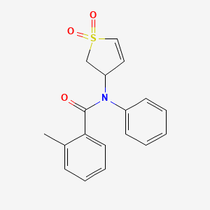 molecular formula C18H17NO3S B2680814 N-(1,1-dioxido-2,3-dihydrothien-3-yl)-2-methyl-N-phenylbenzamide CAS No. 863021-29-8