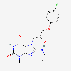 molecular formula C18H22ClN5O4 B2680815 7-(3-(4-氯苯氧基)-2-羟基丙基)-8-(异丙基氨基)-3-甲基-1H-嘌呤-2,6(3H,7H)-二酮 CAS No. 941916-69-4