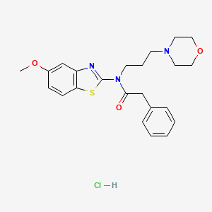 molecular formula C23H28ClN3O3S B2680818 N-(5-methoxybenzo[d]thiazol-2-yl)-N-(3-morpholinopropyl)-2-phenylacetamide hydrochloride CAS No. 1215677-81-8