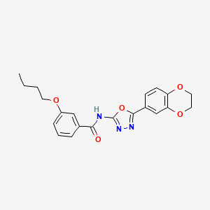 molecular formula C21H21N3O5 B2680820 3-butoxy-N-[5-(2,3-dihydro-1,4-benzodioxin-6-yl)-1,3,4-oxadiazol-2-yl]benzamide CAS No. 862808-49-9