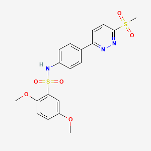 molecular formula C19H19N3O6S2 B2680821 2,5-dimethoxy-N-(4-(6-(methylsulfonyl)pyridazin-3-yl)phenyl)benzenesulfonamide CAS No. 921793-96-6