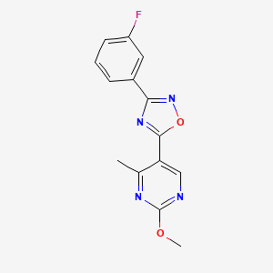 3-(3-Fluorophenyl)-5-(2-methoxy-4-methylpyrimidin-5-yl)-1,2,4-oxadiazole