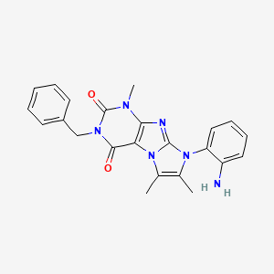 molecular formula C23H22N6O2 B2680836 8-(2-aminophenyl)-3-benzyl-1,6,7-trimethyl-1H-imidazo[2,1-f]purine-2,4(3H,8H)-dione CAS No. 923481-11-2
