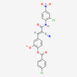 molecular formula C24H15Cl2N3O6 B2680839 [4-[(E)-3-(2-chloro-4-nitroanilino)-2-cyano-3-oxoprop-1-enyl]-2-methoxyphenyl] 4-chlorobenzoate CAS No. 522656-57-1