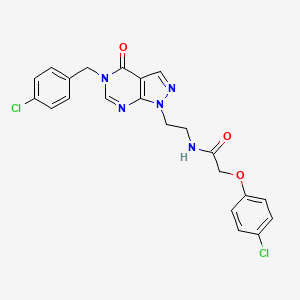 molecular formula C22H19Cl2N5O3 B2680852 N-(2-(5-(4-氯苄基)-4-氧代-4,5-二氢-1H-嘧啶-1-基)乙基)-2-(4-氯苯氧基)乙酰胺 CAS No. 922109-44-2