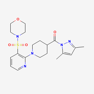 molecular formula C20H27N5O4S B2680861 (3,5-二甲基-1H-吡唑-1-基){1-[3-(吗啉-4-基磺酰)吡啶-2-基]哌啶-4-基}甲酮 CAS No. 1325303-48-7