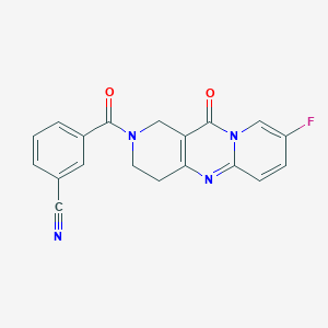 molecular formula C19H13FN4O2 B2680872 3-(8-fluoro-11-oxo-2,3,4,11-tetrahydro-1H-dipyrido[1,2-a:4',3'-d]pyrimidine-2-carbonyl)benzonitrile CAS No. 2034348-62-2