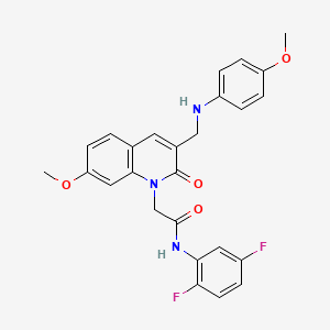 molecular formula C26H23F2N3O4 B2680874 N-(2,5-difluorophenyl)-2-(7-methoxy-3-(((4-methoxyphenyl)amino)methyl)-2-oxoquinolin-1(2H)-yl)acetamide CAS No. 932308-21-9