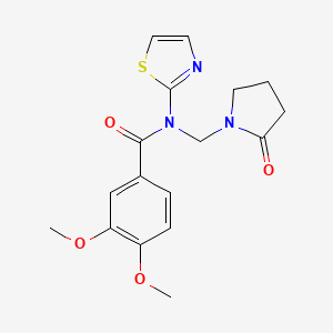 molecular formula C17H19N3O4S B2680883 3,4-二甲氧基-N-[(2-氧代吡咯啉-1-基)甲基]-N-1,3-噻唑-2-基苯甲酰胺 CAS No. 852132-17-3