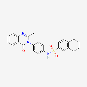 molecular formula C25H23N3O3S B2680901 N-(4-(2-methyl-4-oxoquinazolin-3(4H)-yl)phenyl)-5,6,7,8-tetrahydronaphthalene-2-sulfonamide CAS No. 898421-35-7