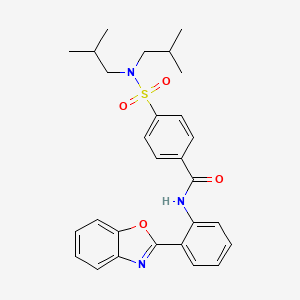molecular formula C28H31N3O4S B2680909 N-[2-(1,3-benzoxazol-2-yl)phenyl]-4-[bis(2-methylpropyl)sulfamoyl]benzamide CAS No. 477566-99-7