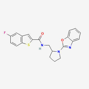 molecular formula C21H18FN3O2S B2680911 N-((1-(benzo[d]oxazol-2-yl)pyrrolidin-2-yl)methyl)-5-fluorobenzo[b]thiophene-2-carboxamide CAS No. 1798484-51-1
