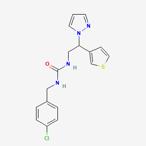molecular formula C17H17ClN4OS B2680916 1-(2-(1H-pyrazol-1-yl)-2-(thiophen-3-yl)ethyl)-3-(4-chlorobenzyl)urea CAS No. 2034563-96-5