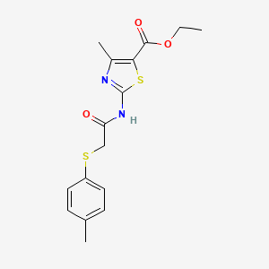 molecular formula C16H18N2O3S2 B2680917 乙酸-4-甲基-2-(2-(对甲苯硫基)乙酰氨基)噻唑-5-羧酸乙酯 CAS No. 540760-15-4