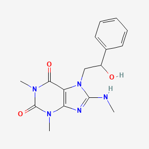 molecular formula C16H19N5O3 B2680921 7-(2-羟基-2-苯乙基)-1,3-二甲基-8-(甲基氨基)-1H-嘌呤-2,6(3H,7H)-二酮 CAS No. 1105196-85-7