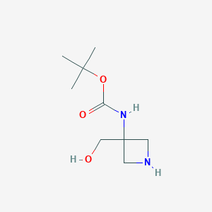 molecular formula C9H18N2O3 B2680923 叔丁基-3-(羟甲基)氮杂丁烷-3-基甲酸酯 CAS No. 1262411-11-9