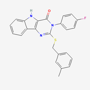 molecular formula C24H18FN3OS B2680924 3-(4-氟苯基)-2-[(3-甲基苯基)甲硫基]-5H-嘧啶并[5,4-b]吲哚-4-酮 CAS No. 536711-91-8