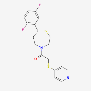 molecular formula C18H18F2N2OS2 B2680931 1-(7-(2,5-Difluorophenyl)-1,4-thiazepan-4-yl)-2-(pyridin-4-ylthio)ethanone CAS No. 1706092-27-4
