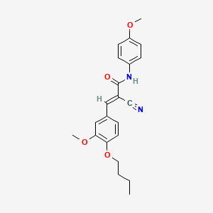 molecular formula C22H24N2O4 B2680933 (E)-3-(4-butoxy-3-methoxyphenyl)-2-cyano-N-(4-methoxyphenyl)prop-2-enamide CAS No. 465513-21-7