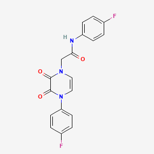 molecular formula C18H13F2N3O3 B2680934 N-(4-fluorophenyl)-2-(4-(4-fluorophenyl)-2,3-dioxo-3,4-dihydropyrazin-1(2H)-yl)acetamide CAS No. 904523-87-1