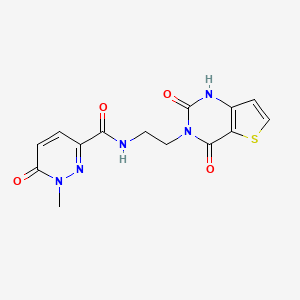 molecular formula C14H13N5O4S B2680942 N-(2-(2,4-dioxo-1,2-dihydrothieno[3,2-d]pyrimidin-3(4H)-yl)ethyl)-1-methyl-6-oxo-1,6-dihydropyridazine-3-carboxamide CAS No. 2034286-23-0