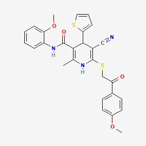 5-cyano-N-(2-methoxyphenyl)-6-{[2-(4-methoxyphenyl)-2-oxoethyl]sulfanyl}-2-methyl-4-(thiophen-2-yl)-1,4-dihydropyridine-3-carboxamide
