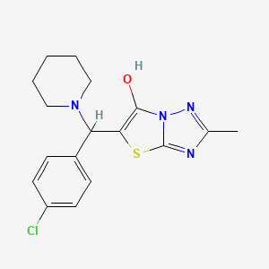 molecular formula C17H19ClN4OS B2680973 5-((4-Chlorophenyl)(piperidin-1-yl)methyl)-2-methylthiazolo[3,2-b][1,2,4]triazol-6-ol CAS No. 369367-02-2