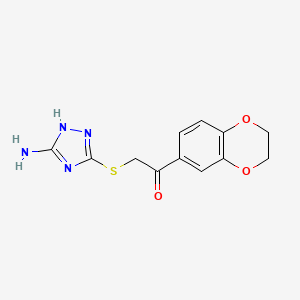 molecular formula C12H12N4O3S B2680981 2-((5-氨基-1H-1,2,4-三唑-3-基)硫代)-1-(2,3-二氢苯并[b][1,4]二氧杂环-6-基)乙酮 CAS No. 690643-24-4