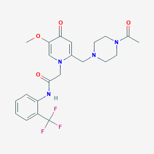molecular formula C22H25F3N4O4 B2680985 2-(2-((4-acetylpiperazin-1-yl)methyl)-5-methoxy-4-oxopyridin-1(4H)-yl)-N-(2-(trifluoromethyl)phenyl)acetamide CAS No. 921490-31-5