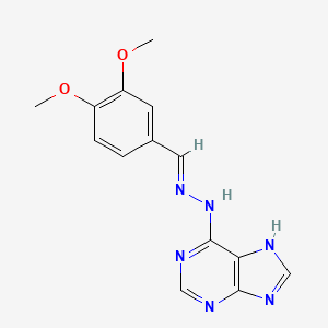 molecular formula C14H14N6O2 B2680990 (E)-6-(2-(3,4-dimethoxybenzylidene)hydrazinyl)-9H-purine CAS No. 324780-56-5