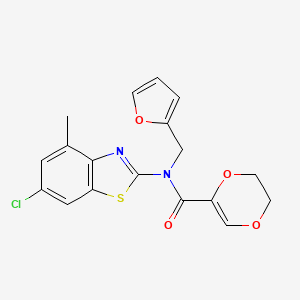 N-(6-chloro-4-methylbenzo[d]thiazol-2-yl)-N-(furan-2-ylmethyl)-5,6-dihydro-1,4-dioxine-2-carboxamide