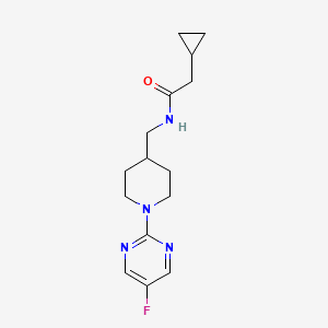 molecular formula C15H21FN4O B2681015 2-cyclopropyl-N-((1-(5-fluoropyrimidin-2-yl)piperidin-4-yl)methyl)acetamide CAS No. 2034380-72-6