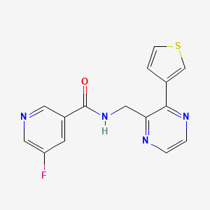 molecular formula C15H11FN4OS B2681023 5-fluoro-N-((3-(thiophen-3-yl)pyrazin-2-yl)methyl)nicotinamide CAS No. 2034538-88-8