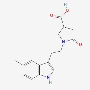 molecular formula C16H18N2O3 B2681027 1-[2-(5-methyl-1H-indol-3-yl)ethyl]-5-oxopyrrolidine-3-carboxylic acid CAS No. 931374-78-6